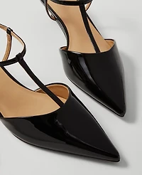 Ann Taylor Patent T-Strap Kitten Heel Pumps Women's