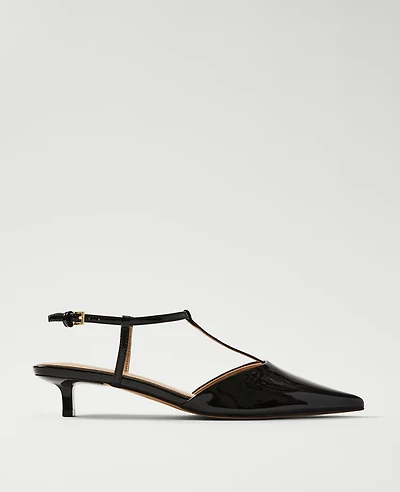 Ann Taylor Patent T-Strap Kitten Heel Pumps Women's