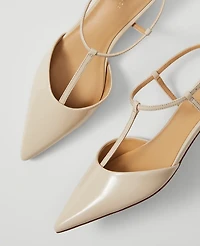 Ann Taylor Patent T-Strap Kitten Heel Pumps Women's