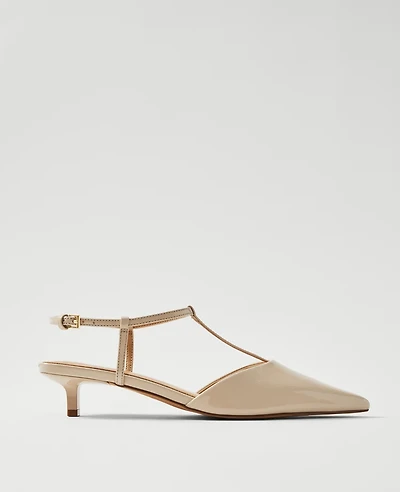 Ann Taylor Patent T-Strap Kitten Heel Pumps Women's