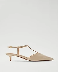 Ann Taylor Patent T-Strap Kitten Heel Pumps Women's