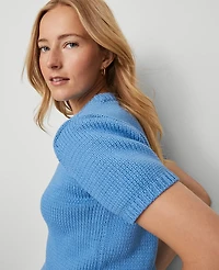 Ann Taylor Weekend Collection Chunky Wedge Sweater T-Shirt Songbird Blue Women's