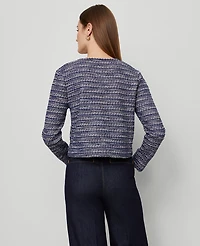 Ann Taylor Tweed Cropped Jacket Blue Multi Women's