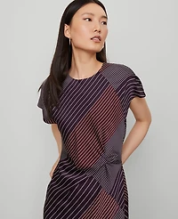 Ann Taylor Petite Satin Twist Midi Dress Deep Purple Onyx Women's