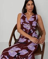 Ann Taylor Petite Floral Twist Maxi Dress B Windsor Wine Women's