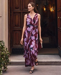 Ann Taylor Petite Floral Twist Maxi Dress B Windsor Wine Women's