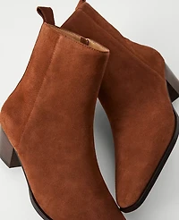 Ann Taylor Tapered Heel Suede Bootie Spice Brown Women's