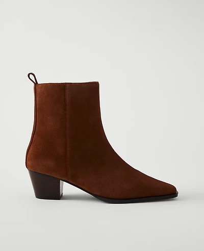 Ann Taylor Tapered Heel Suede Bootie Spice Brown Women's