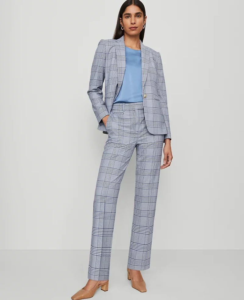 Ann Taylor The Bridgette Pant Plaid Faded Denim Women's