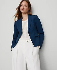 Ann Taylor The Shorter One Button Blazer in Fluid Crepe Size 6 Moonlit Backdrop Women's