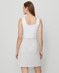 Ann Taylor Tweed Button Wrap Skirt Charcoal/White Combo Women's
