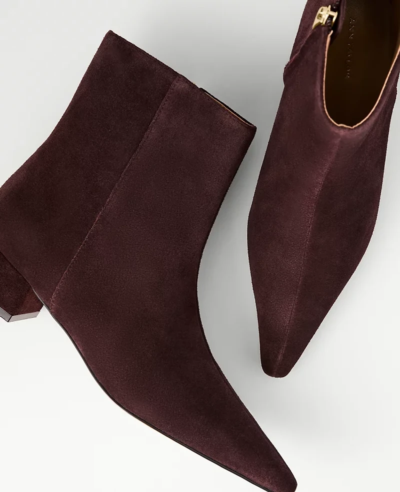 Ann Taylor Suede Nip Toe Bootie Carob Women's