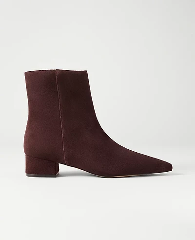 Ann Taylor Suede Nip Toe Bootie Carob Women's