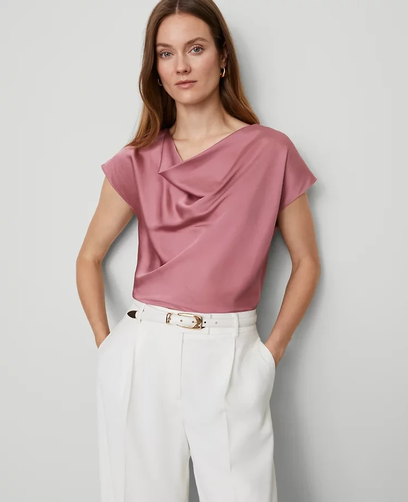 Ann Taylor Satin Cowl Neck Top Women's