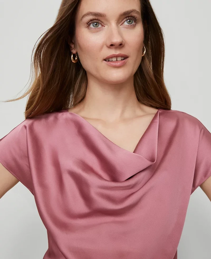 Ann Taylor Satin Cowl Neck Top Women's