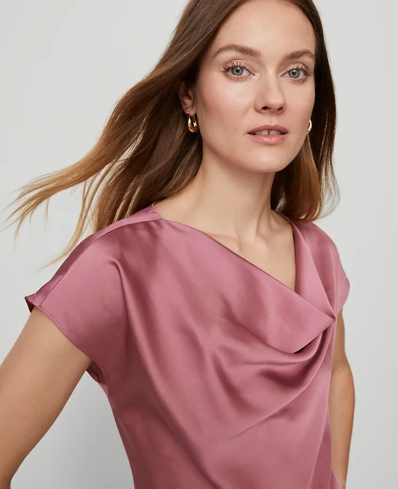 Ann Taylor Satin Cowl Neck Top Women's