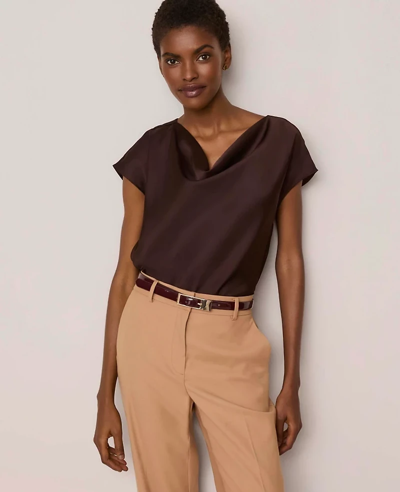 Ann Taylor Satin Cowl Neck Top Women's
