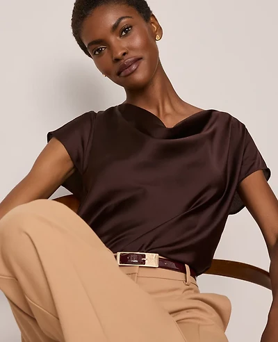 Ann Taylor Satin Cowl Neck Top Women's