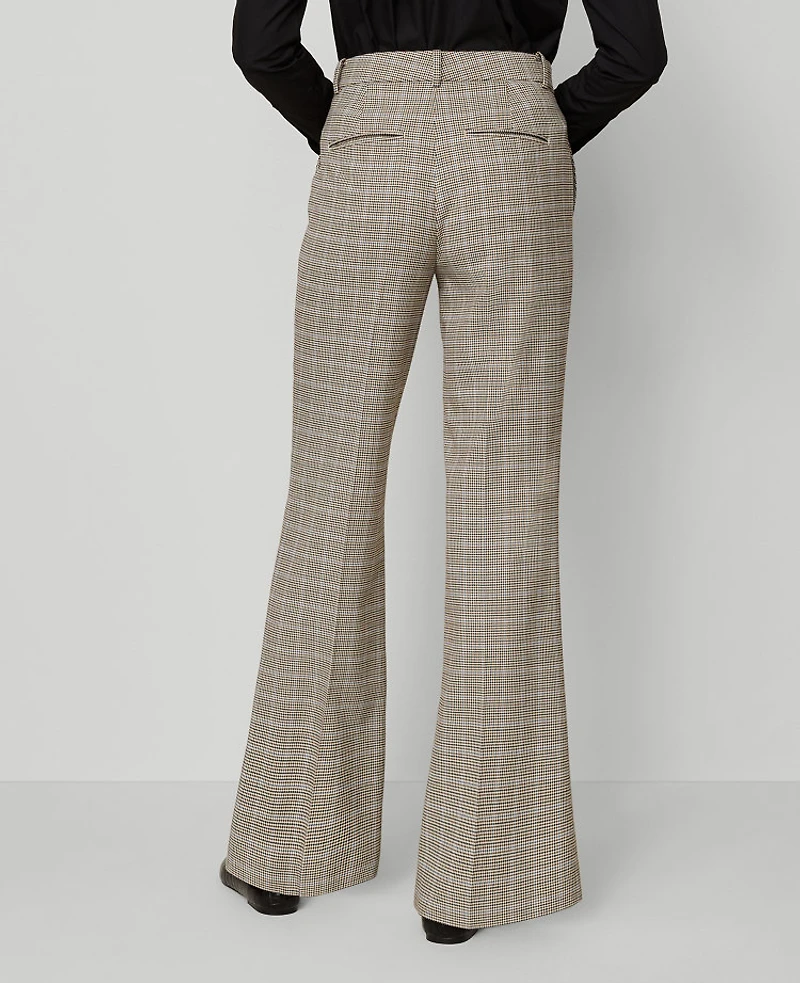 Ann Taylor The Flare Trouser Pant Plaid Copper/Cream Multi Women's