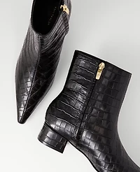 Ann Taylor Croco Nip Toe Bootie Black Women's