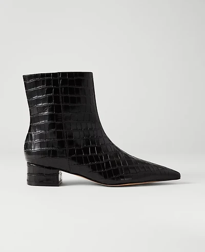 Ann Taylor Croco Nip Toe Bootie Black Women's