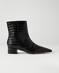 Ann Taylor Croco Nip Toe Bootie Black Women's