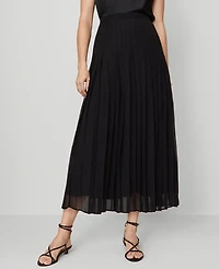 Ann Taylor Petite Chiffon Pleated Maxi Skirt Black Women's
