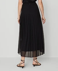 Ann Taylor Petite Chiffon Pleated Maxi Skirt Black Women's