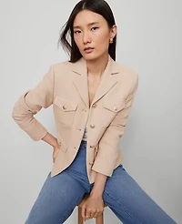 Ann Taylor The Petite Military Blazer Jacket Tweed Women's