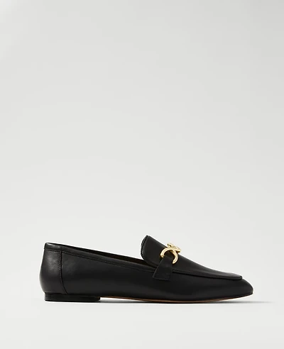 Ann Taylor Hardware Embellished Leather Loafers Black Women's