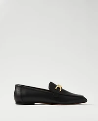 Ann Taylor Hardware Embellished Leather Loafers Black Women's