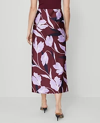Ann Taylor Petite Floral Satin Bias Slip Skirt B Windsor Wine Women's