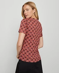 Ann Taylor Weekend Collection Floral Crew Neck T-Shirt French Pink Clay Women's