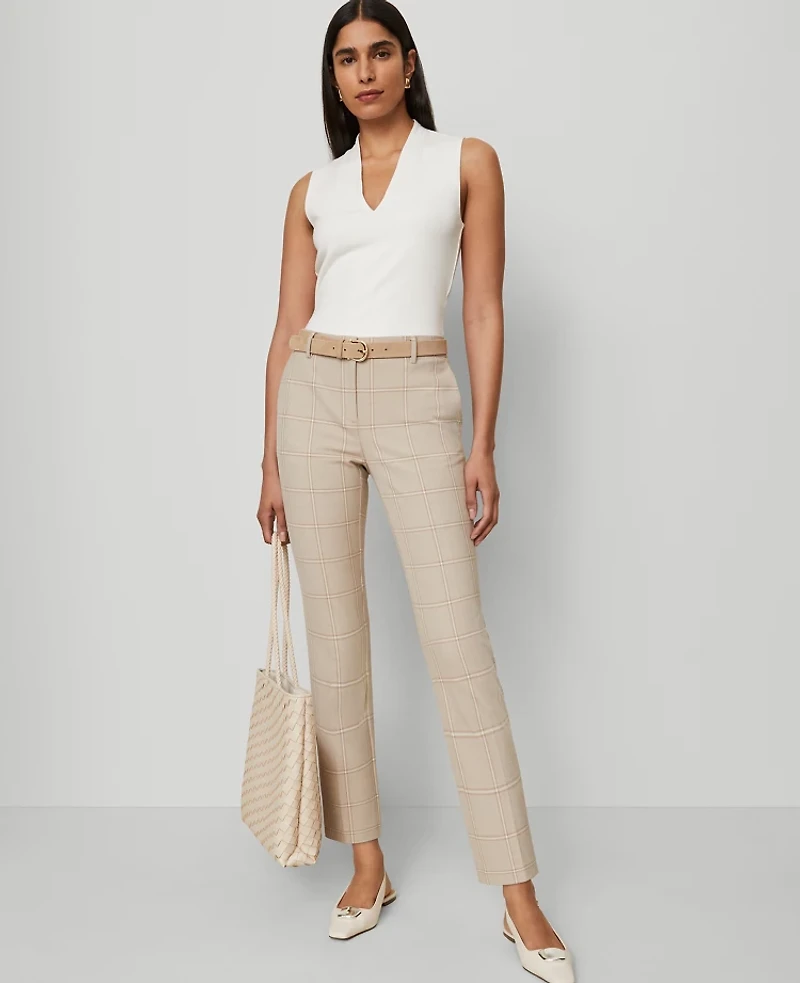 Ann Taylor The Petite Eva Ankle Pant Plaid Neutral Multi Women's