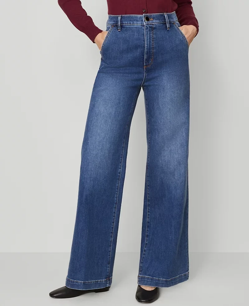 Ann Taylor The Petite Trouser Jean Clean Dark Wash Women's