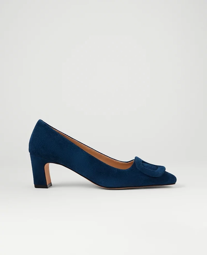 Ann Taylor Suede Buckle Pump Deep Sea Blue Women's