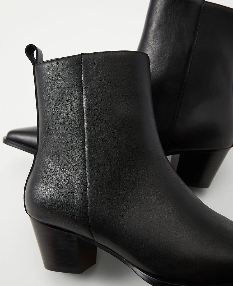 Ann Taylor Tapered Heel Leather Bootie Women's