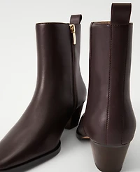 Ann Taylor Tapered Heel Leather Bootie Carob Women's