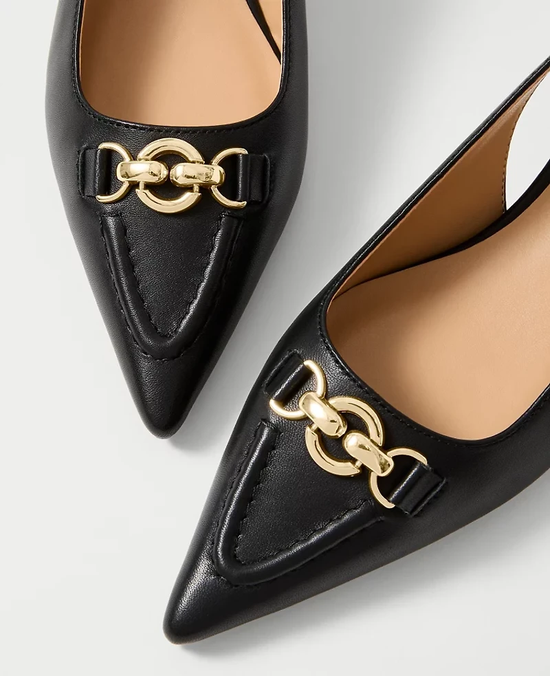 Ann Taylor Horsebit Leather Slingback Pump Women's