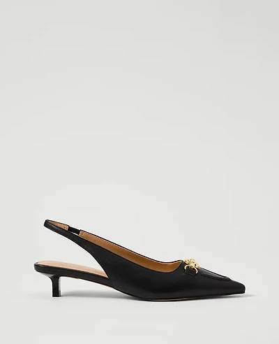 Ann Taylor Horsebit Leather Slingback Pump Women's