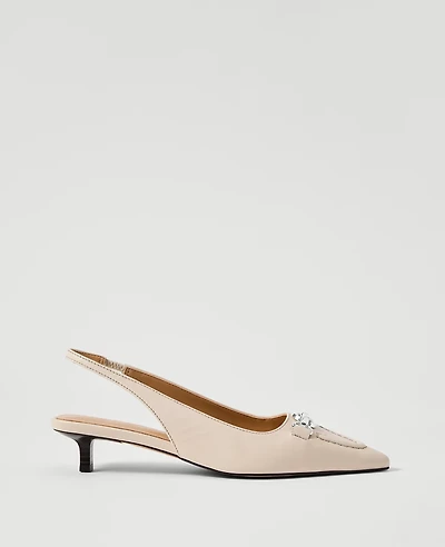 Ann Taylor Horsebit Leather Slingback Pump Women's