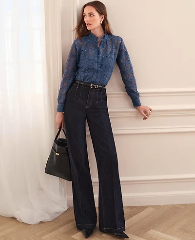 Ann Taylor The Petite Darted Waist Trouser Jean Classic Rinse Wash Women's