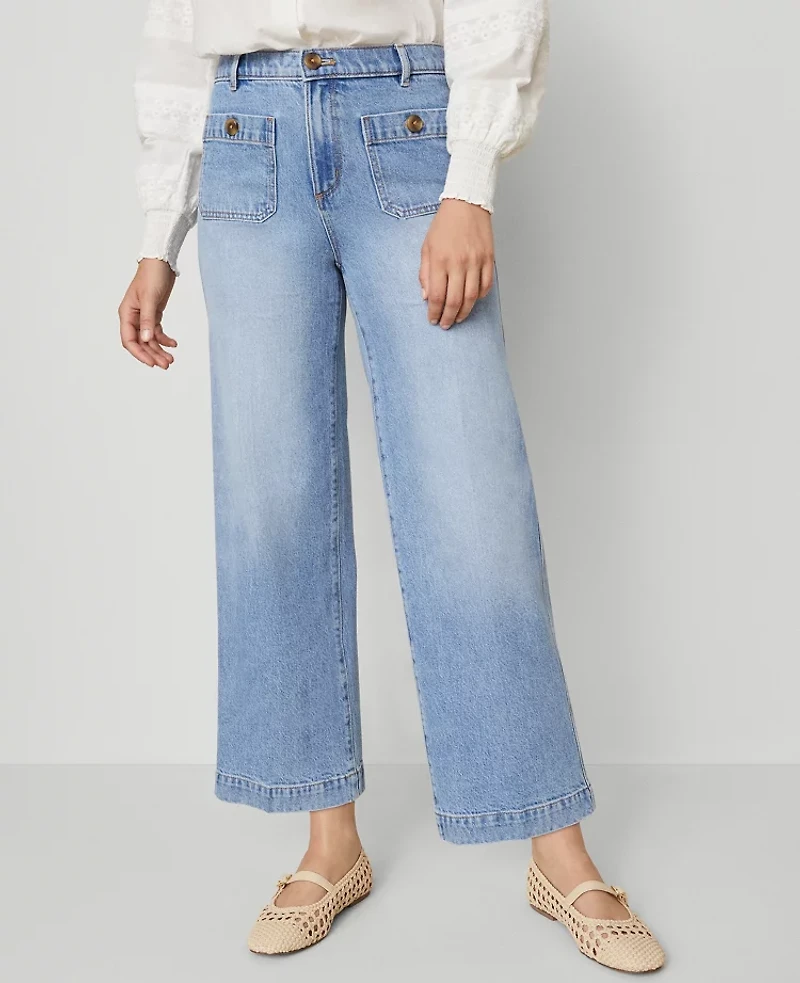 Ann Taylor Weekend Collection Patch Pocket Jean Vintage Light Indigo Wash Women's