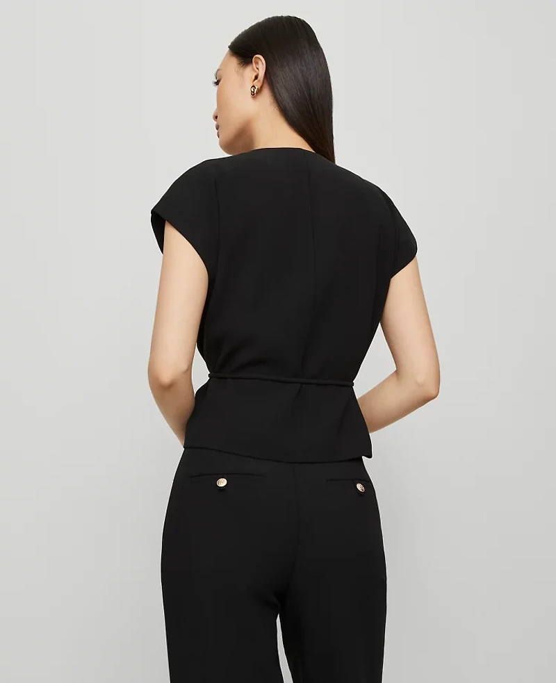 Ann Taylor Petite Wrap Tie Waist Blouse Women's