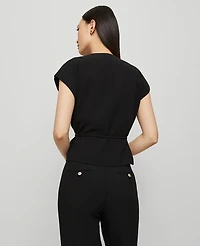 Ann Taylor Petite Wrap Tie Waist Blouse Women's