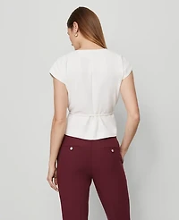 Ann Taylor Petite Wrap Tie Waist Blouse Winter White Women's