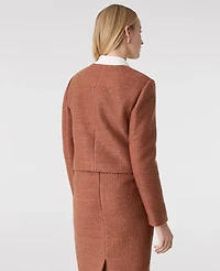 Ann Taylor The Crew Neck Jacket Tweed Spiced Cider Women's