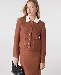 Ann Taylor The Crew Neck Jacket Tweed Spiced Cider Women's