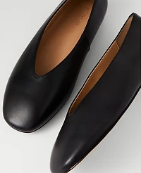 Ann Taylor Leather Ballet Flat Black Women's