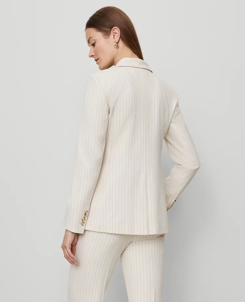 Ann Taylor The Greenwich Blazer Pinstripe Black Cream Combo Women's